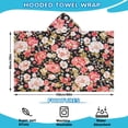 thumbnail image 2 of Pioneer Flower Floral Print Pattern Hooded Bath Towel，60"x35" for Ages 3 To 12 Kids, Quick Dry Lightweight Soft Microfiber Hood Beach Towel Cover Up for Kids, 2 of 7