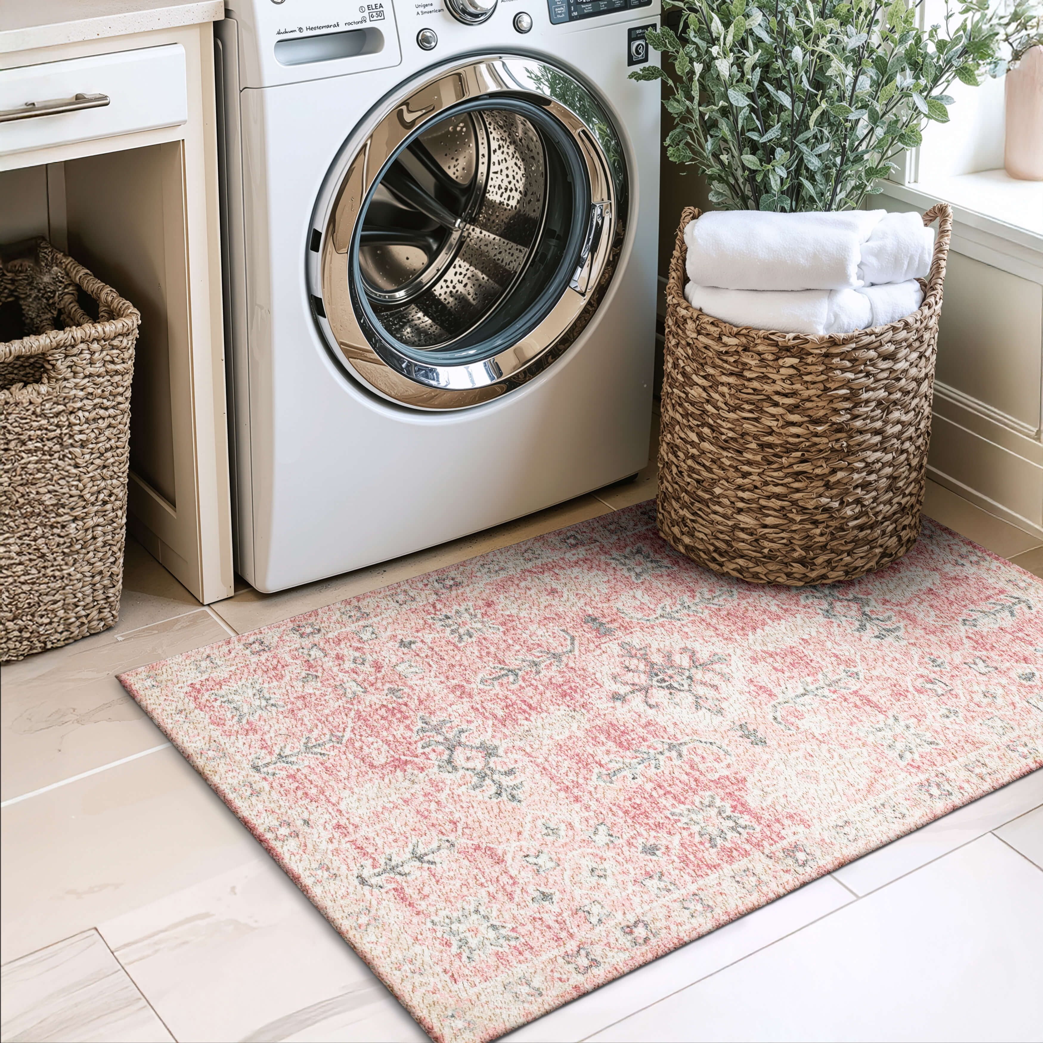 Mainstays Southwest Acacia Low Pile Stain/Fade Resistant Polyester Indoor Pink Accent Rug, 2'6" x 3'9"