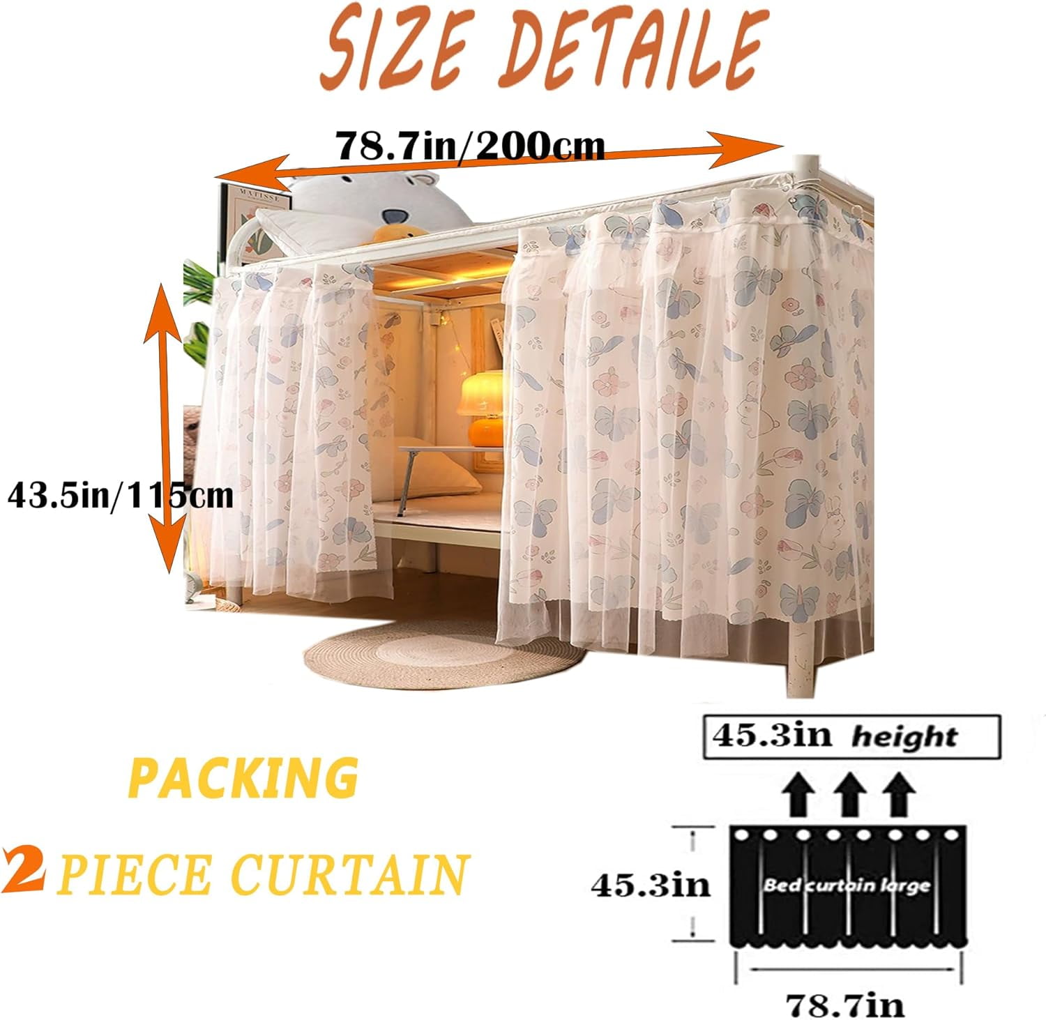 Dorm Home Bunk Nets Bed Curtains Cloth Bed Canopy Blackout College Students Shading Nets Breathable Single Sleeper
