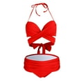 thumbnail image 4 of UTSJKR Halter Bikini Sets for Women Twist High Waisted Bikini Sexy Push Up Two Piece Swimsuits Sporty Two Piece Bathing Suits Red XL, 4 of 4