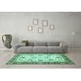 thumbnail image 3 of Ahgly Company Machine Washable Indoor Round Abstract Turquoise Blue Modern Area Rugs, 8' Round, 3 of 4
