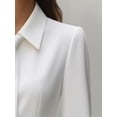 thumbnail image 4 of ZOELNIC Women's Puff Long Sleeve Bodycon Midi Dress with Collared Tie Neck for Business Office, S, 4 of 5