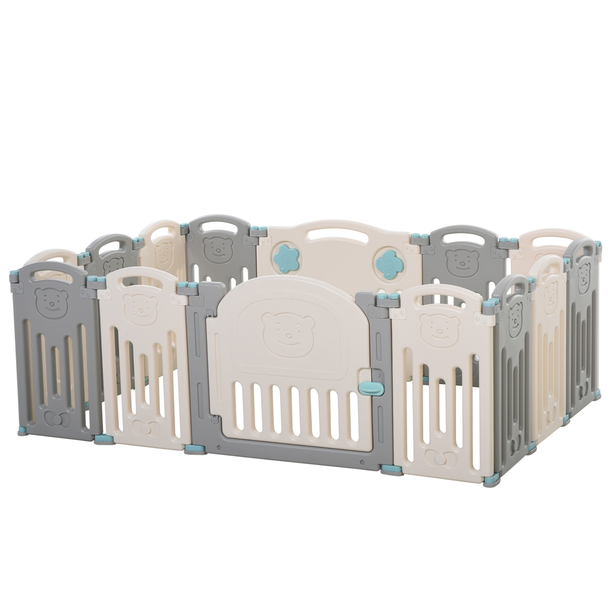 Qaba 14 PCs Children Playpen Indoor Safety Gate Kids Activity Center Fence for Home Mom s Helper w Toy HDPE Walmart