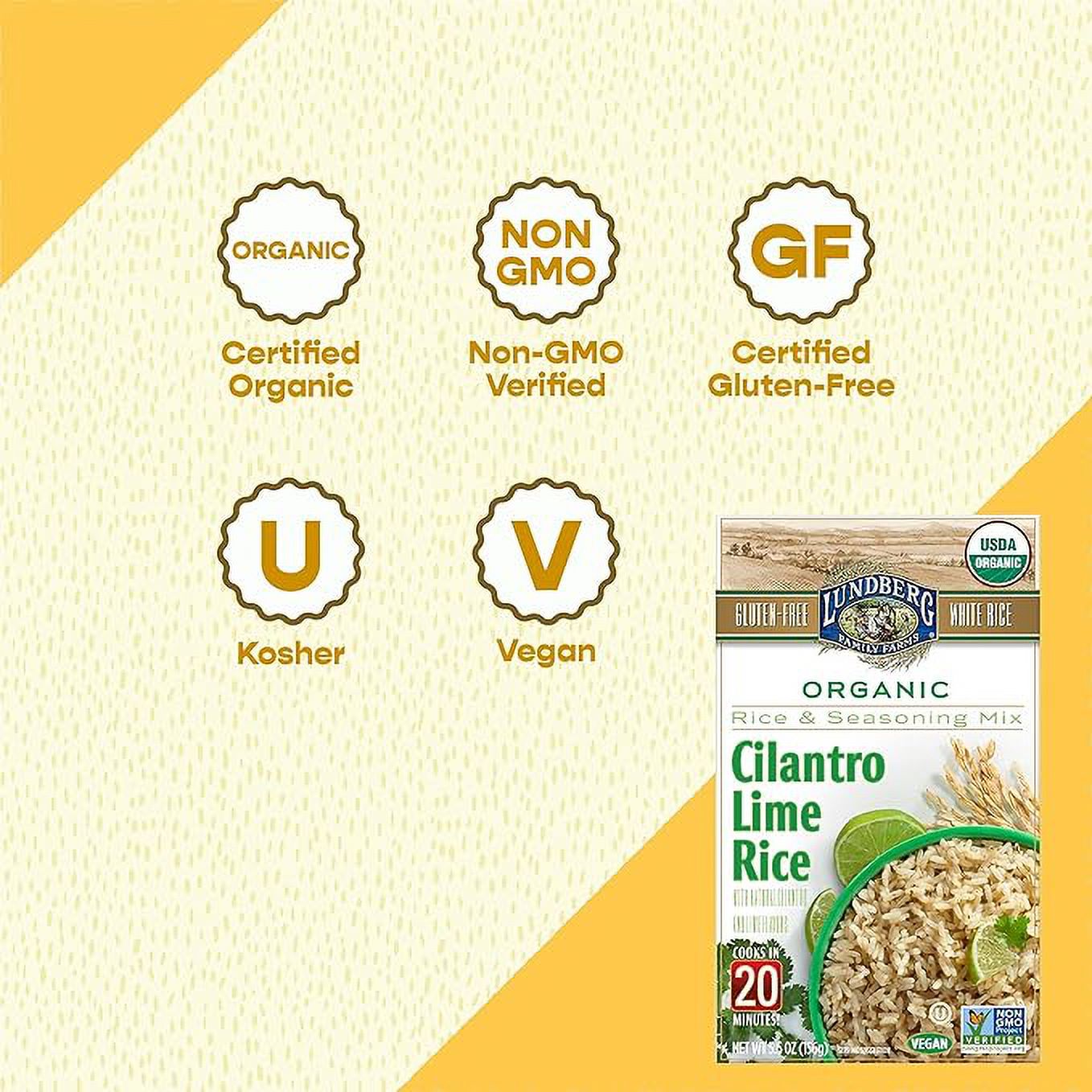(Pack of 6), Lundberg Organic Cilantro Lime White Rice, 5.5 oz