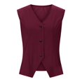 thumbnail image 5 of Womens Front Button Vest Solid Shawl Collar Back Tie Detail Casual Outerwear Layering Watermelon Red M, 5 of 6