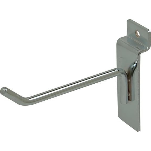 Econoco Slatwall Deluxe Hooks, 4 Inch Display Hooks for Slatwall Panels, Heavy Duty Metal, Pack of 96, Chrome CA3