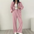 thumbnail image 6 of FRSASU Women's Temperament Commuting Suits Blazer Pants Set Lapel Button Business Casual Outfits for Work Professional Pink XL(XL), 6 of 7