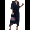 thumbnail image 1 of Vestido de Talla Grande para Mujer, Corta, Cruzado, Cuello en V, Abertura Alta, Volantes, . Negro 5XL, 1 of 5