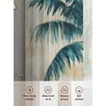 thumbnail image 6 of Teal Green Coconut Tree Sheer Curtains for Living Room Bedroom, Light-filtering Sheer Curtain, Tropical Plant Rod Pocket Voile Window Treatment Drapes, 52’’Wx96’’L, 2 Panels Set, 6 of 7