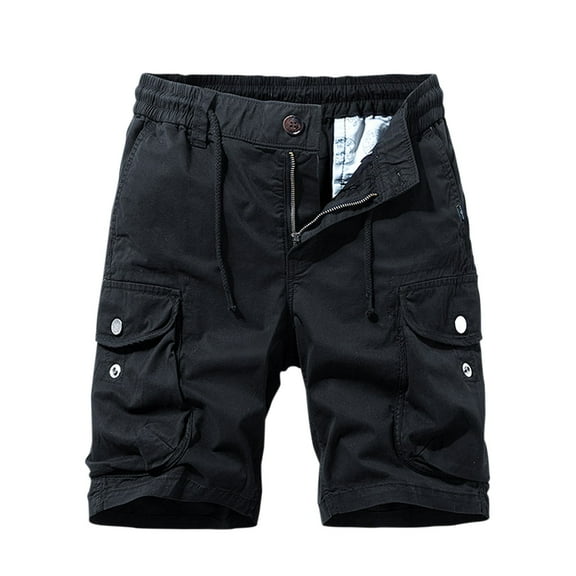 WREESH Men's Cargo Shorts Summer Fashion Solid Color Casual Shorts Multi-Pocket Cargo Shorts Outdoor Workout Shorts Black