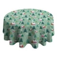 thumbnail image 4 of Light Green Christmas Village Pattern Round Tablecloth 60"x60",Wrinkle Wipeable Table Cloth for Kitchen Dining Room Picnic Patio Party, 4 of 6