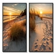 thumbnail image 2 of Designart "Gulf Shores in the Golden Hour in Alabama VI" Alabama Framed Wall Art Set Of 2 - Beige Landscapes Framed Canvas Set For Living Room Decor, 2 of 7