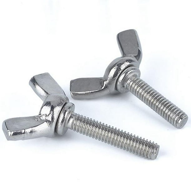 Auspicious-25pcs M6 * 25mm Tuerca de mariposa Tornillo de pulgar con perno Métrico Acero inoxidable 201 Tornillo de mariposa Tornillo de mano Tornillo de mano esquí esquí Gafas de esquí