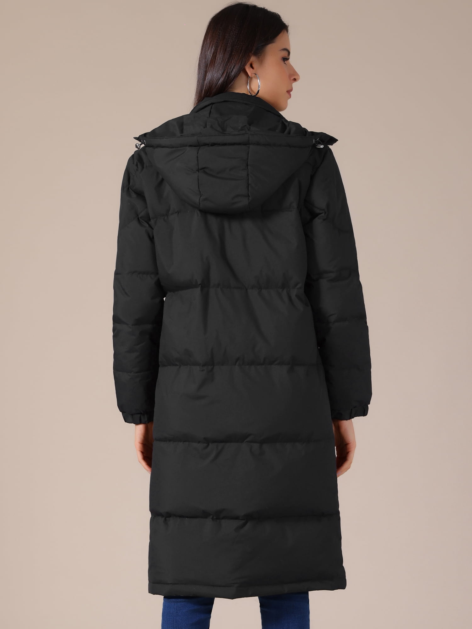DARING DIVA Women's Warm Parka Down Hooded Outwear Thicken Puffer Coat XL Black