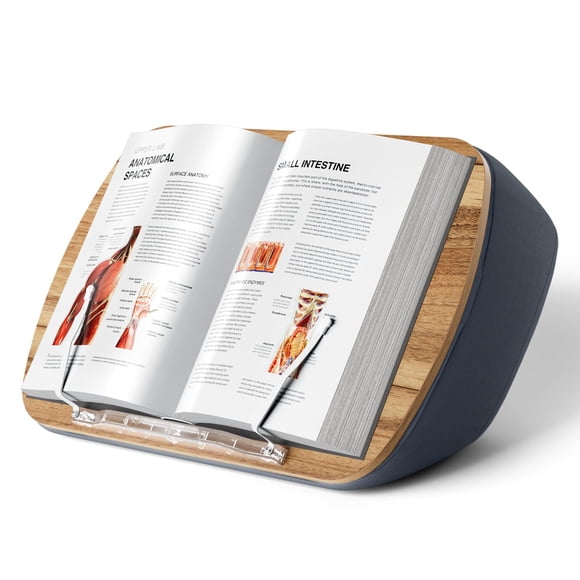 Soporte para libros ERGONOV, puf regazo, asiento para libros, cojín de lectura, gris