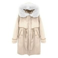 thumbnail image 3 of Pounoo Winter Clothing for Women Winter Coats Sherpa Fleece Collar Jacket Long Puffer Warm Overcoat Thicken Trench Jacket Gift, 3 of 5