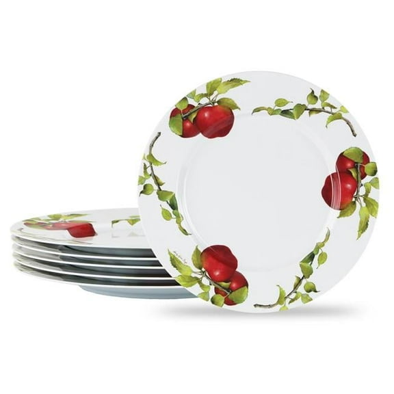 Reston Lloyd 71999 6pc Melamine Dinner Plate Set Harvest Apples