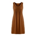 thumbnail image 6 of gakvbuo Summer Tank Dress For Women Mini Dress Sundress Womens Solid Color Round Neck Sleeveless Loose Mid Calf Nightgown, 6 of 8