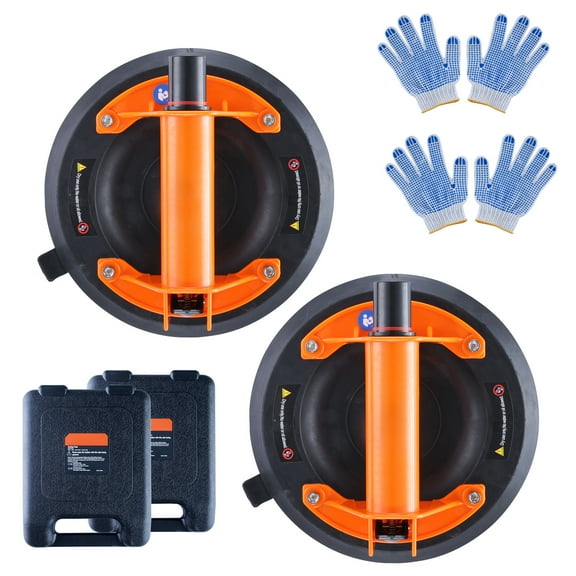 VEVOR Vacuum Suction Cup Glass Lifter 8" 615 lbs 2 Pack with ABS Handle & PP Box