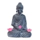 thumbnail image 2 of Estatua de Buda para jardín con luces solares, decoración creativa para inauguración de casa. Sentado Gris Oscuro, 2 of 8