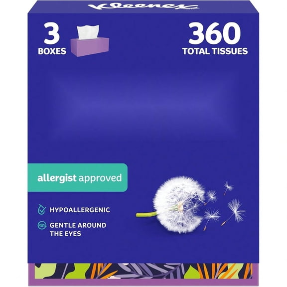 Ultra Soft Facial Tissues, 3 Flat Boxes, 120 Tissues per Box - 120 Count (Pack of 3)