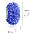 thumbnail image 3 of Bling Jewelry Womens Solid Color Pave Crystal Bead Charm for European Bracelet Sterling Silver Core, 3 of 5