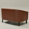 thumbnail image 4 of 50" Faux Leather Small Barrel Love Seat Settee, Diamond Tufted Back Compact Loveseat Sofa with Nailhead Trim, Modern 2-Seater Couch with Solid Wood Legs for Small Spaces, Apartments, Brown, 4 of 13