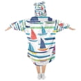 thumbnail image 2 of FORMRS Wearable Blanket Hoodie with Sleeves for Kids Cozy Flannel Sweatshirt, Colorful Sailboats, 2 of 7