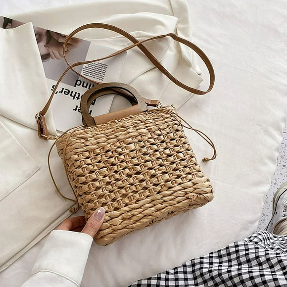 OUSITAID Raffia Handbags for Women High Quality 2024 Beach Tote Bags Summer Wallet Drawstring Closed Crochet Woven Bag Shoulder Bag