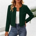 thumbnail image 4 of Vmvidoty Long Sleeve Shrug Top for Women's Collarless Pleated Open Front Cropped Cardigan Army Green S, 4 of 6