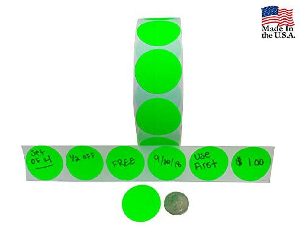 Circle Stickers Color Coding Labels Super Bright Fluorescent Neon Yellow, Green, Orange and Pink Round Circle Dots For Organizing Inventory 1.5" 4,000 Total Adhesive Stickers (1000 of each color)