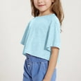 thumbnail image 5 of LADIGASU Girls' Short Sleeved Crop Top Children's able Round Neck Short Sports T-shirt Medium And Large Children's Loose T-shirt, 5 of 9