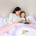 thumbnail image 5 of Manfei Purple Flowers Bow 7pcs Queen Bedding,Cartoon Cute Goose Bedding Comforter Set Queen,Pink Reversible, 5 of 7