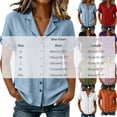 thumbnail image 4 of ClodeEU Women's Lapel Collar Pleated Short Sleeve Button Down Shirt,Solid Color Casual Blouse Army Green,Women's Plus XXL, 4 of 9