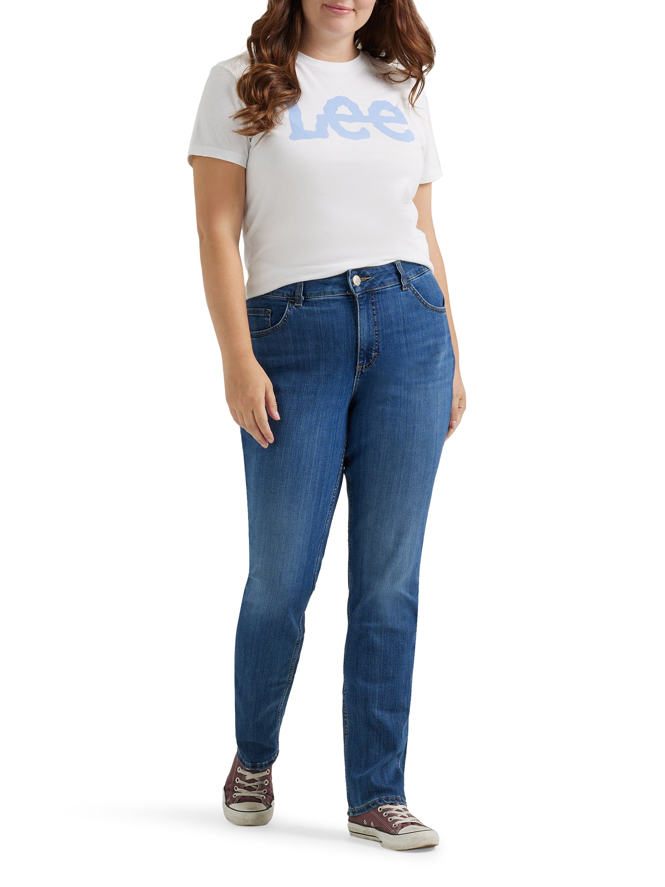 Lee Women's Plus Midrise Relaxed Fit Straight Leg Jean