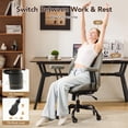 thumbnail image 3 of Silla de oficina YFO de cuero gris, ergonómica, ajustable y giratoria, 3 of 6