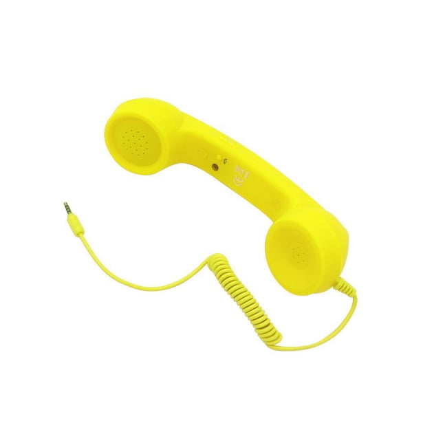 Inteprter Teléfono Auricular Con estilo Confort Auricular Receptor Clásico Universal Receptores de teléfono Auricular móvil Micrófono Videojuegos y accesorios Amarillo