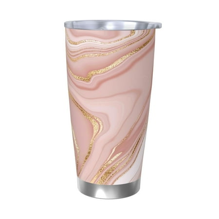 

Salouo Rose Gold Glitter Splatter Print 20oz Tumbler with Lid Stainless Steel Vacuum Insulated Tumbler Durable Insulated Coffee Mug Thermal Cup with Splash Proof Sliding Lid-Without Straw