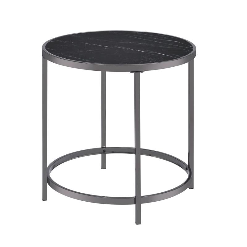 Rayne Black Faux Marble Glass And Chrome Round End Table Com - Black Round Side Table With Glass Top Rayne Black Faux Marble Glass And Chrome Round End Table Com - Black Round Side Table With Glass Top