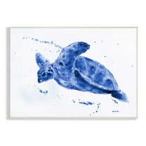 Stupell Industries Blue Sea Turtle Splashing Water Bubbles Design Wood Wall Art, 15 x 10, Design by Patti Mann