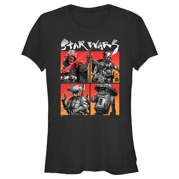 Junior's Star Wars: Visions Anime Character Squares Graphic Tee Black Large