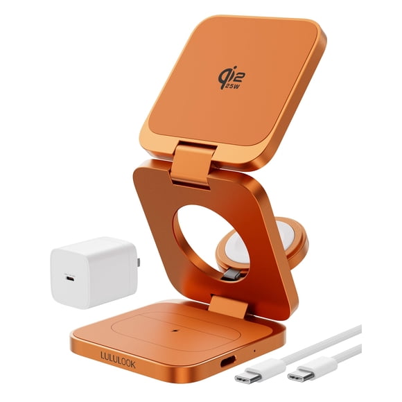 3 in 1 Charging Station for Apple - Qi2.2 25W Magnetic Wireless Charger for iPhone 17/16-12, Apple Watch, AirPods, Travel Fast Charging Foldable Stan