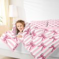 thumbnail image 6 of Manfei Girly Cartoon Bowknot Queen Comforter Set, Chic Stripes Ombre Bedding Sets, Teens Kids Girls Female Reversible Bedding Comforter Set, Luxury Bedroom Decor, 3pcs, 6 of 9