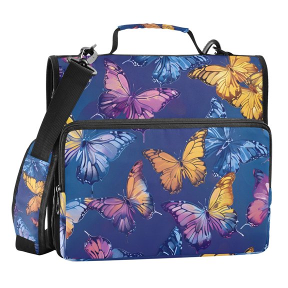 ALAZA Zipper Binder Butterflies on Blue 3 Ring Trapper Keeper File Folder Organizer Bag