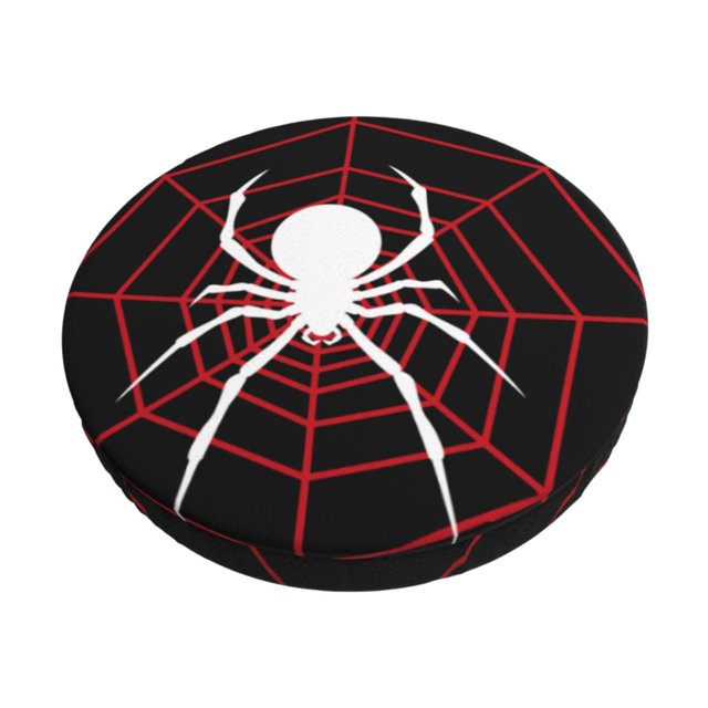 Disketp Spider On The Web Funda Redonda para Taburete, Funda de Cojín para Silla de Bar Suave y Elástica-14 inch