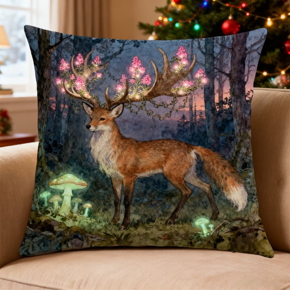 DAMAI Vintage Snowman Santa Elk Rabbit Linen Pillow, 18''x18'' Christmas Throw Pillow Covers Case for Chair Sofa Bedroom Living Room Home Decor
