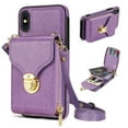 thumbnail image 1 of Nalacover Wallet Case for Apple iPhone XS Max,with Removable Adjustable Shoulder Strap,PU Leather Back Zipper Pocket Card Holder Stand Purse Shockproof Phone Case for Women Men,Purple, 1 of 10
