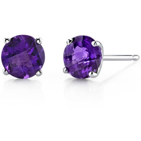 - 1.50 Carat T.G.W. Round-Cut Amethyst 14kt White Gold Stud Earrings