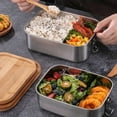 thumbnail image 4 of New 304 stainless steel bamboo lid lunch box, Japanese style lid preservation box, lunch box, lunch box, food storage box, 4 of 9