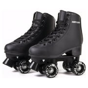Skate Gear Extra Support Quad Roller Skates, Holiday Gift for Adults (Black, Women's 6 / Youth 5 / Men's 5)